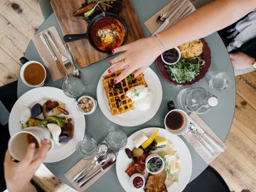 table with meals and cutlery