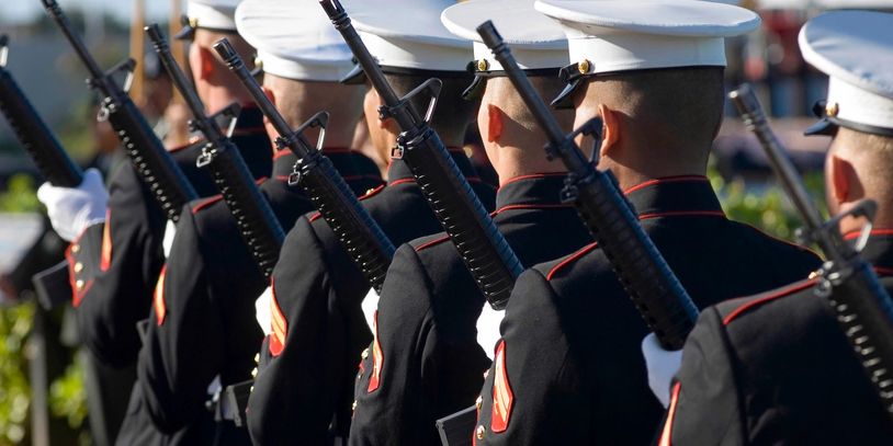 U.S. Marine Corps honor guard detail.