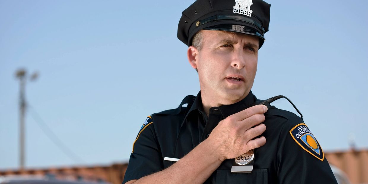 Officer using microphone