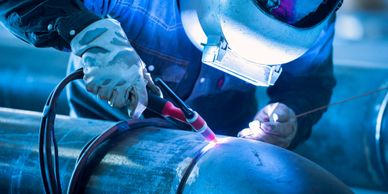 Welder with rod and mask