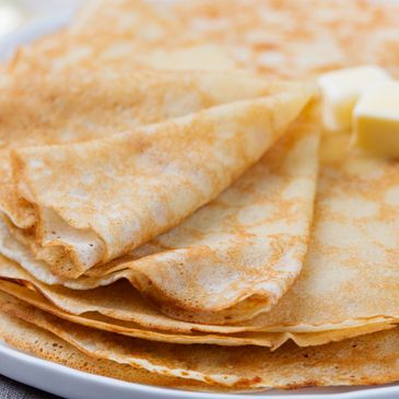 Crepes are hand spun thin french pancakes