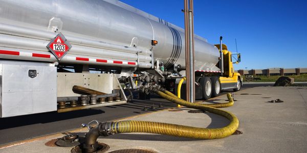 Truck hauling a HAZMAT load. 