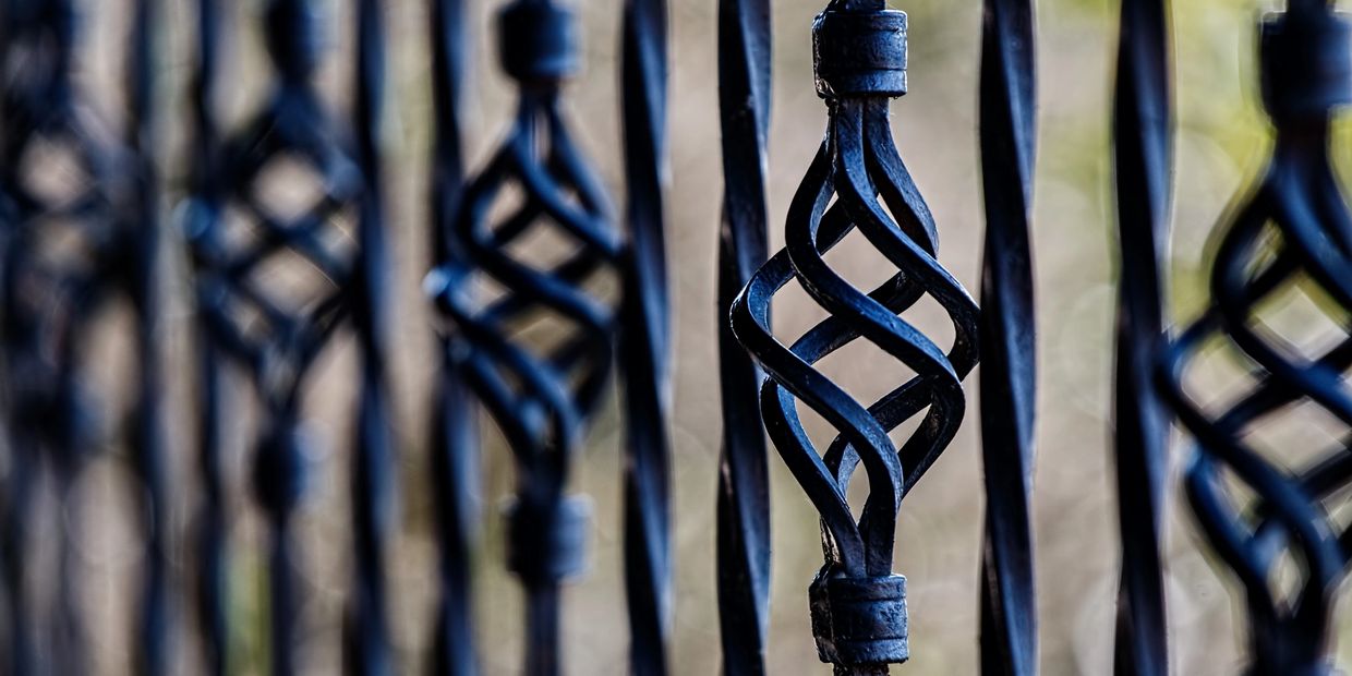 Wrought iron fence with spiral decoration