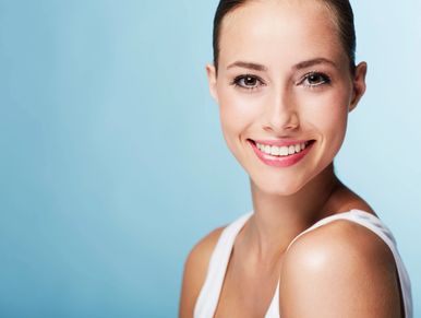 A woman showing her glowing skin