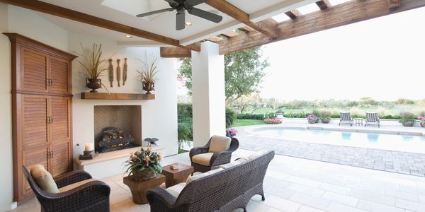 porch looking over a pool