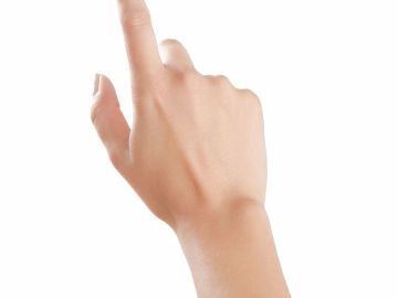 Hand pointing upward with extended index finger.