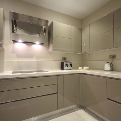 Modern renovated kitchen and sleek cabinets