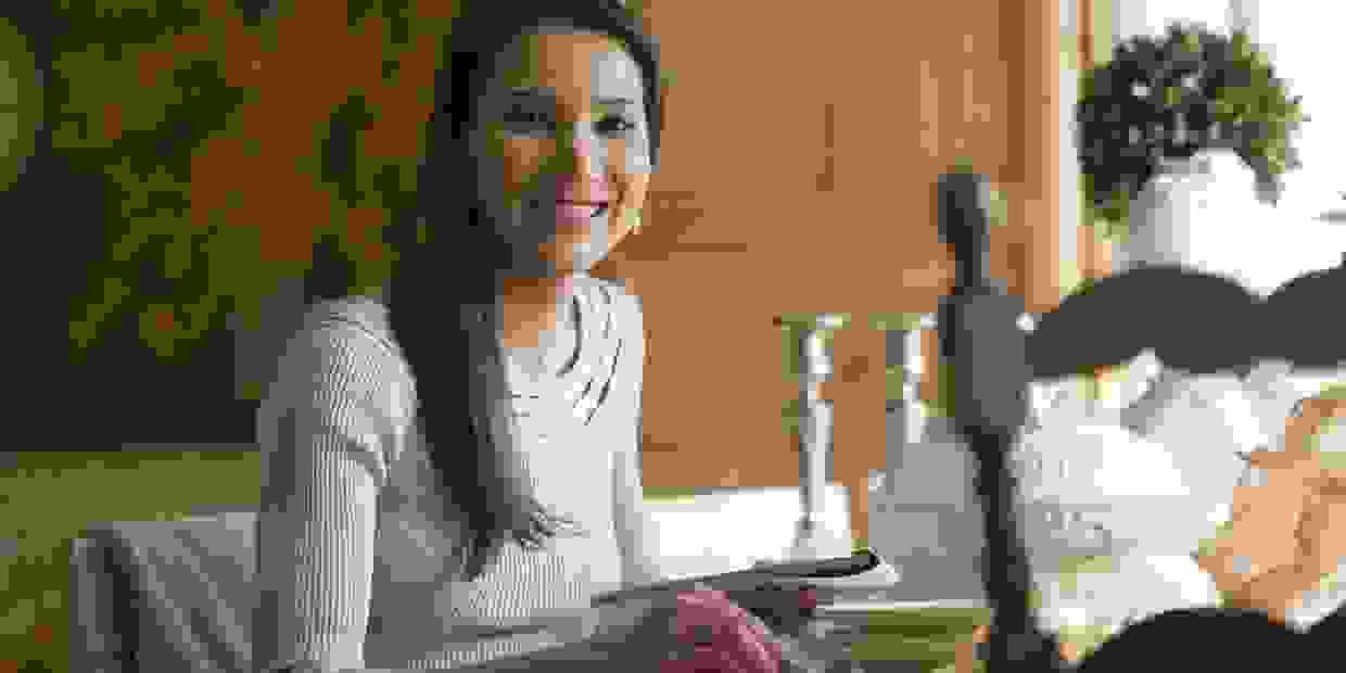 Lady sitting at decorated table