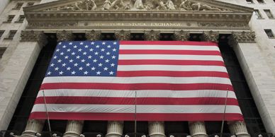American flag on government building