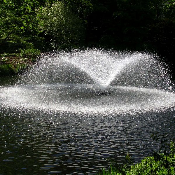 Our newly constructed fishing pond features a lighted fountain and will soon be stocked with fish.