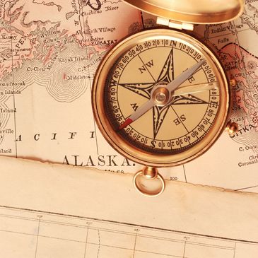 Compass over a map