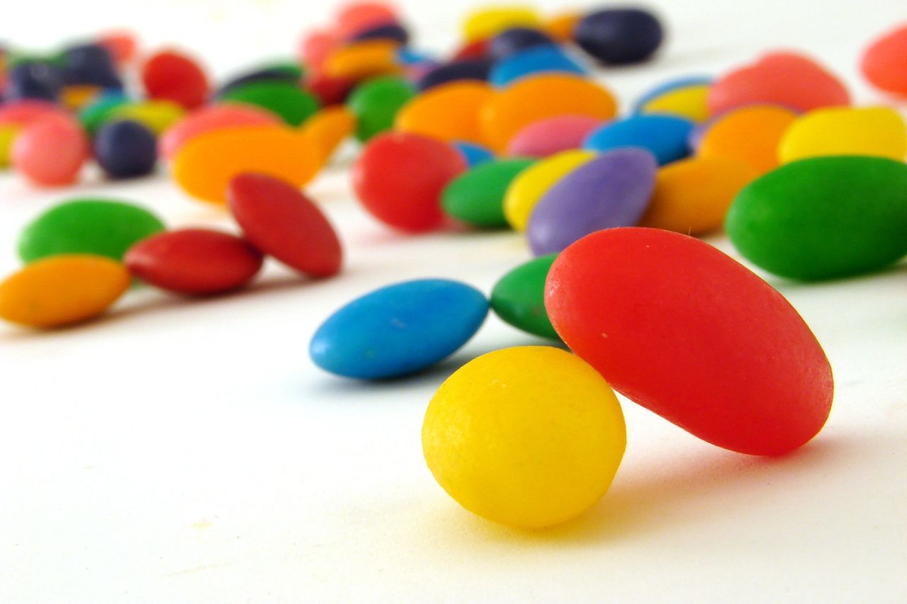 Brightly coloured sweets