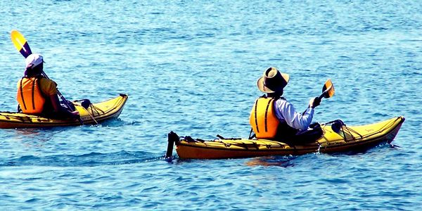 Stock photo of two kayakers.