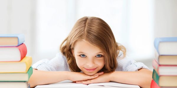 Young girl with books