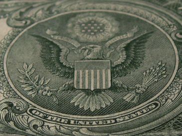 Close-up of the Great Seal on a U.S. dollar bill.