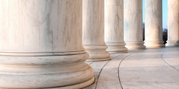 Stone columns at a court house.