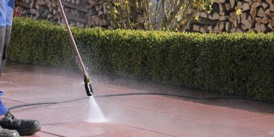 man use doing pressure washing