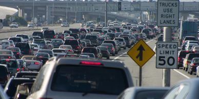 Car traffic on an American road