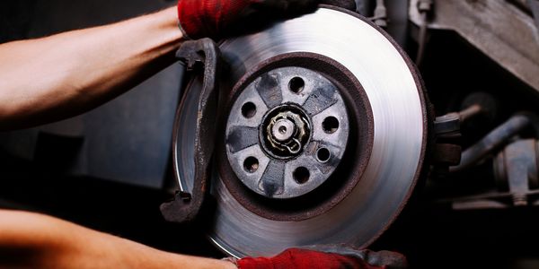 Brake rotor being installed 