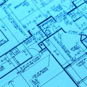 Detailed architectural blueprint of a residential building layout.