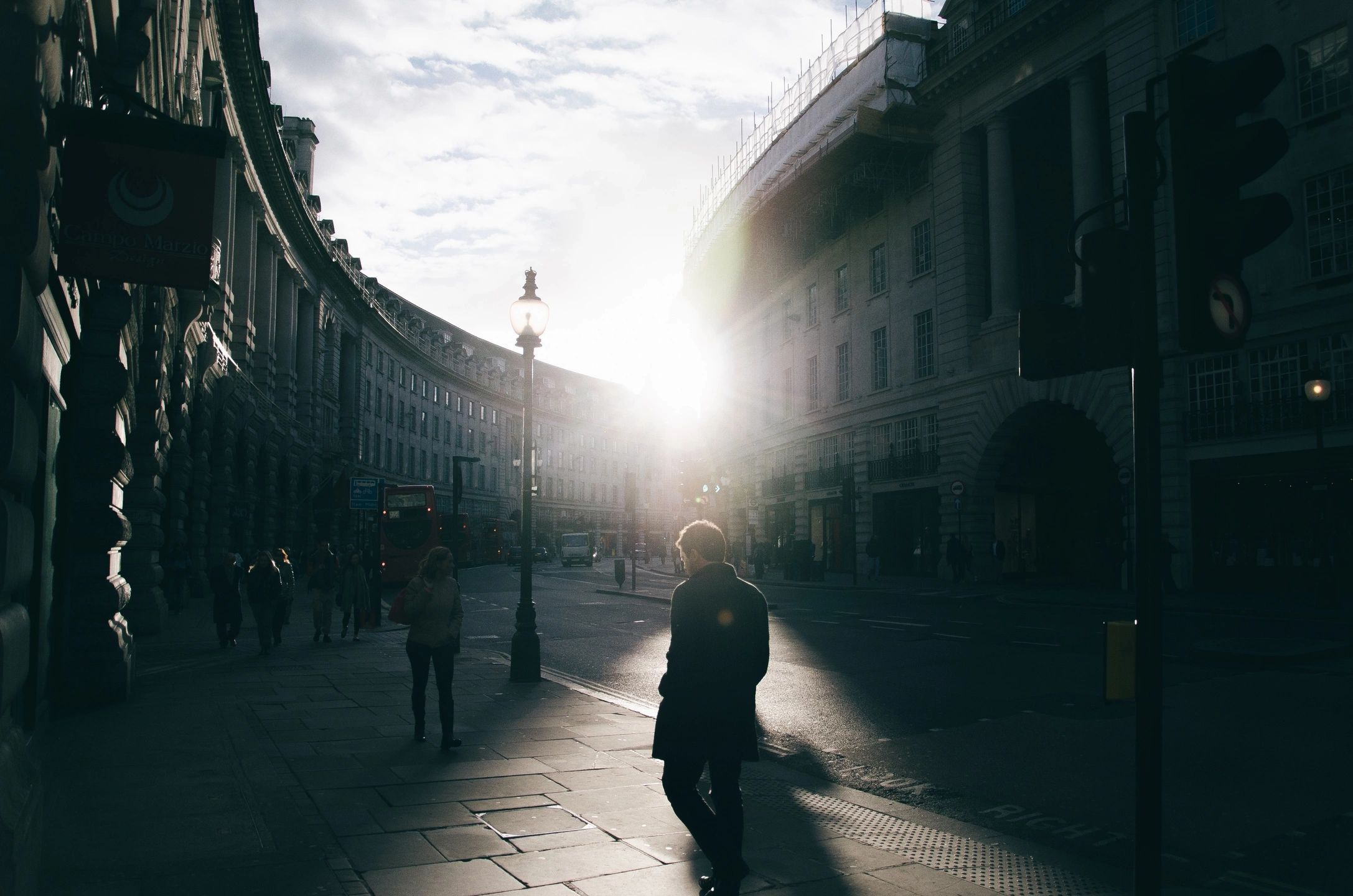 a man standing in the streets
