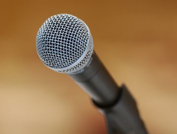 A microphone for public speaking.