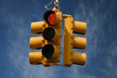 Traffic light with red light indicating stop