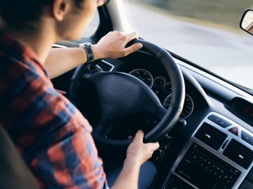 Student taking driving test