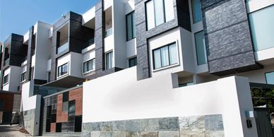 New townhouses with aluminum windows. 