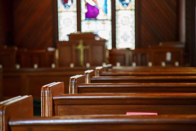 Empty church pews