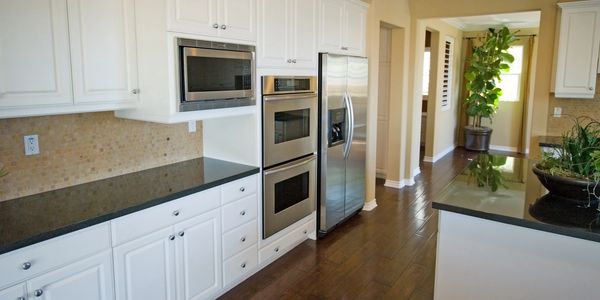 kitchen cabinets painted, appliances and countertops.
