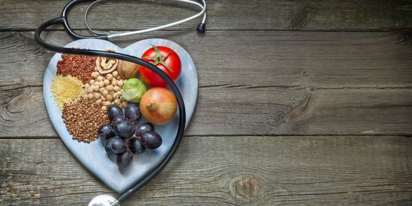 Fresh fruit on table in a heart shape plate