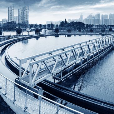 a scraper bridge in the sewage treatment plant