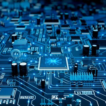 A chipset, a microprocessor and electronic components on a printed circuit board