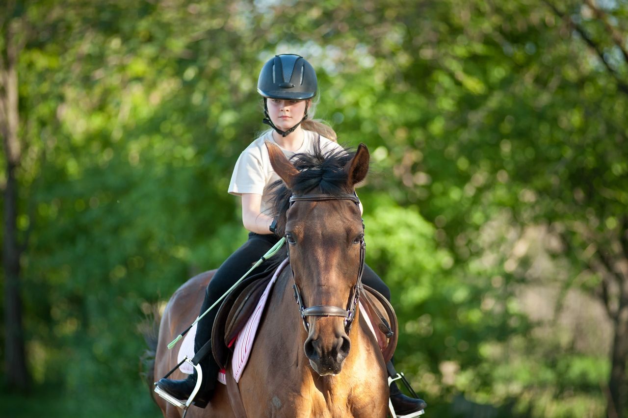 Riding a horse during the school day