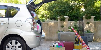 loading the car for a family trip 