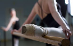 Pointe shoe on the barre