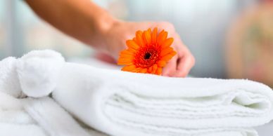 Freshly laundered towels and bedding