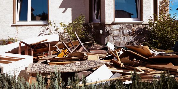 example of junk pile on lawn