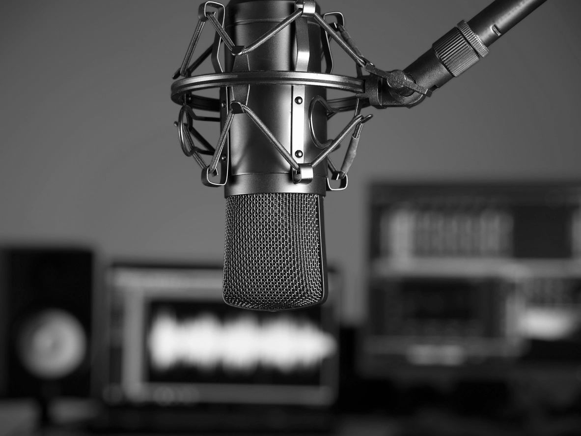 Studio Microphone with blue background