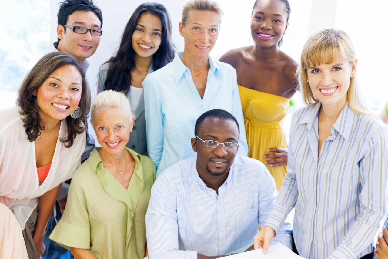 Group of diverse individuals considering matchmaking as a career.