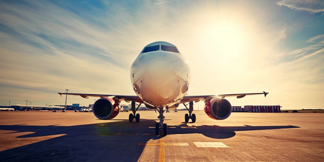 A plane ready for take-off on tarmac