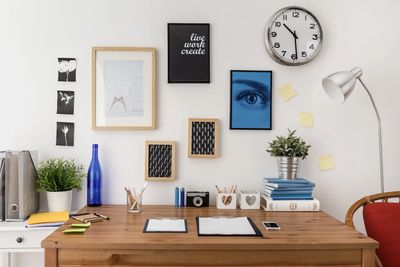 Organize your desk and create a warm, organized environment. 