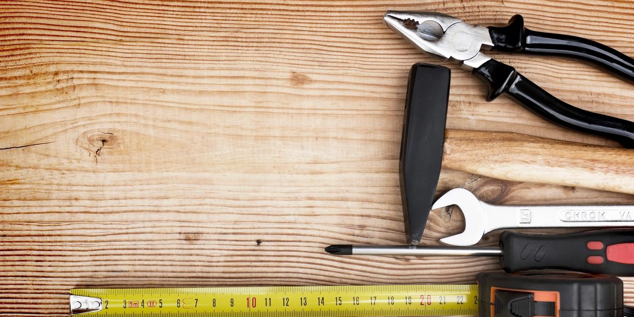 Woodworking tools on a workbench