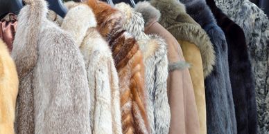 Winter coats on a rack