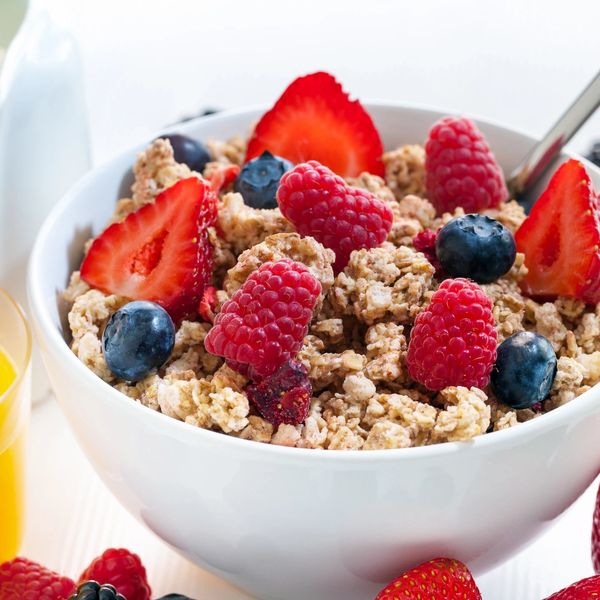 Bowl of granola with fresh berries.