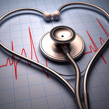Stethoscope in heart shape with lifeline 