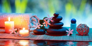 candles, stones, water gives that zen like feel