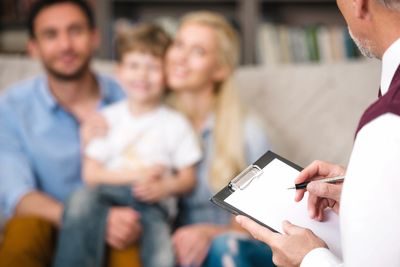 Child during neuropsychological testing feedback session