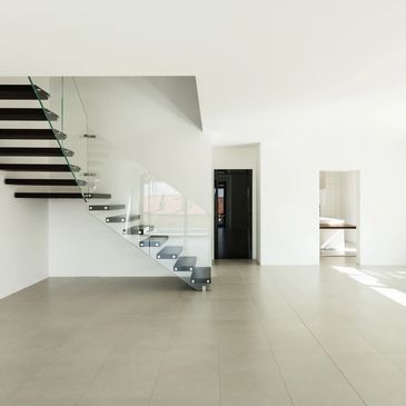 Minimalist modern home with staircase